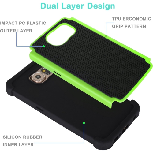 Galaxy S6 Edge Case, [Shock Proof] Scratch Absorbing Hybrid Rubber Plastic Impact Defender Rugged Slim Hard Case