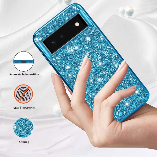 Compatible for Google Pixel 6 Pro Case Glitter Sparkle Gold, Google Pixel 6 Pro Phone Case Silicone Anti-Fingerprint