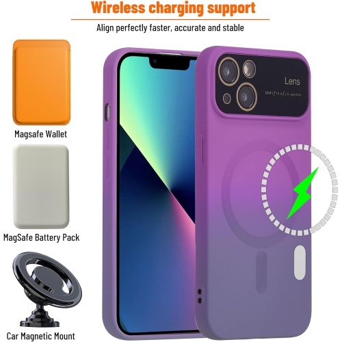 Magnétique pour étui iPhone 13, étui souple en silicone dégradé couleur iPhone 13 avec protection complète pour appareil photo, mince