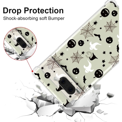 Pour un étui pour Pixel 7 de Google, crâne de citrouille d'Halloween, dos mobile mince et souple pour femme avec motif adorable