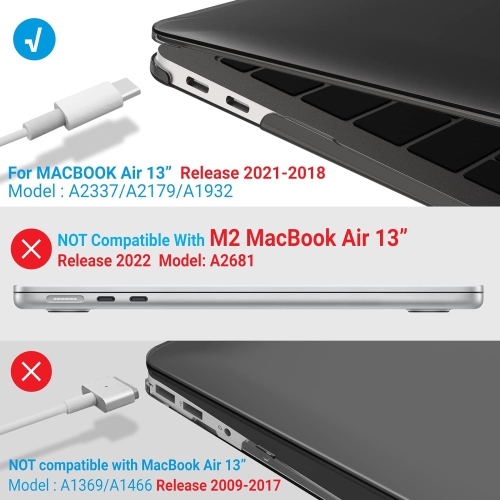 Compatible with New MacBook Air 13 inch Case 2022 2021 2020 M1 A2337 A2179 A1932, Plastic Hard Shell Case