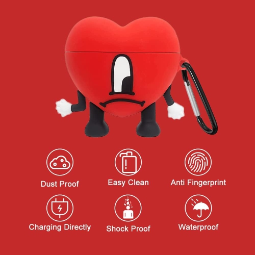 Cute AirPods 3 Case Cover with Carabiner Keychain Hook,Soft Silicone Funny Unique Anime Airpod 3rd Generation