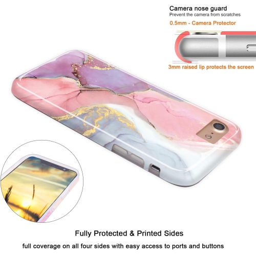 iPhone SE 2022 Case,iPhone SE 2020 Case, Gold Sparkle Glitter Marble Desgin Slim Shockproof Flexible Cover