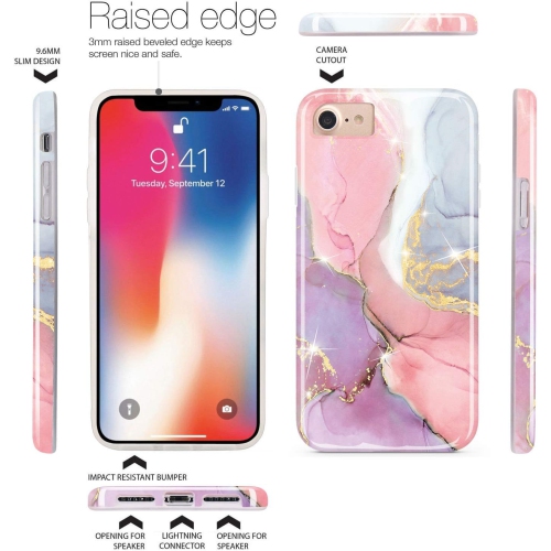 iPhone SE 2022 Case,iPhone SE 2020 Case, Gold Sparkle Glitter Marble Desgin Slim Shockproof Flexible Cover