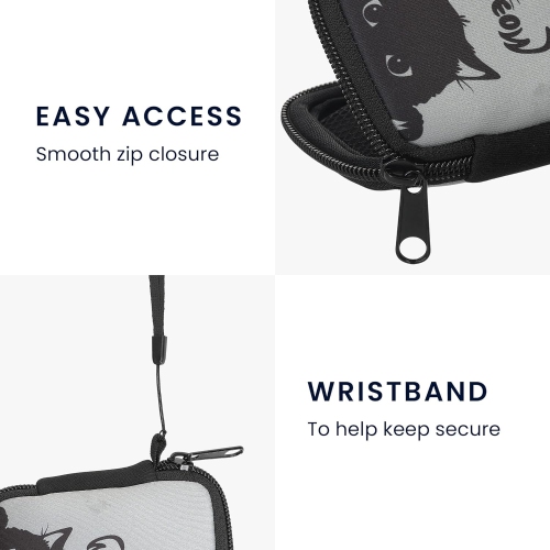 Neoprene Case Compatible with in-Ear Headphones - Case with Zip - Meow Cat