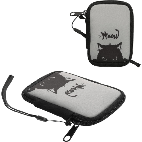 Neoprene Case Compatible with in-Ear Headphones - Case with Zip - Meow Cat