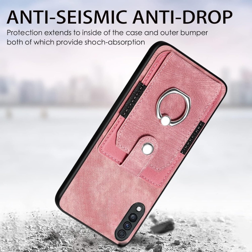 Étui de téléphone pour Galaxy A70 de Samsung avec protecteur d'écran en verre trempé et support à anneau mince