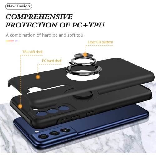 for Samsung Galaxy S21FE 5G Case(2022),Silky Soft Touch Heavy Duty Protective Cover with Ring Holder