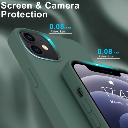 Étui iPhone 12 avec protecteur d'écran, contour en caoutchouc de silicone doux et soyeux pour iPhone 12 Pro