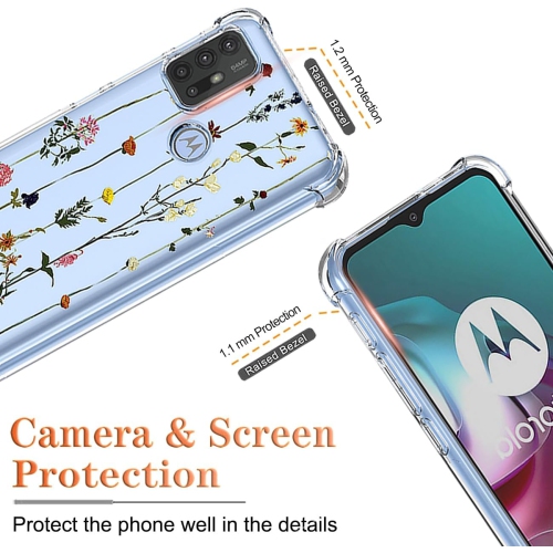 Étui pour Moto G30/Motorola G10/Moto G20/MotoG10 Power XT2129 avec protecteur d’écran, étui transparent