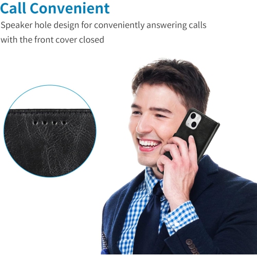 iPhone 14 Plus Wallet Case, [RFID Blocking] Premium Leather Credit Card Holder Magnetic Flip Kickstand Wallet