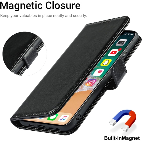 iPhone X Wallet Case,iPhone Xs Wallet Case,Premium Leather Card Holder Card Slot Magnetic Closure Flip