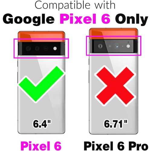 Phone Case for Google Pixel 6 Wallet Cover with Tempered Glass Screen Protector and Crossbody Strap Lanyard