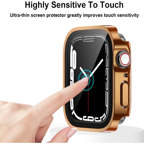 2 Pack Cases Compatible for Apple Watch Case 45mm Series 8 Series 7 with Tempered Glass Screen Protector, Thin