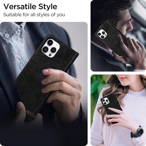 Detachable iPhone 14 Pro Wallet Case for Men Women - Premium Durable PU Leather iPhone 14 Pro Case with Card