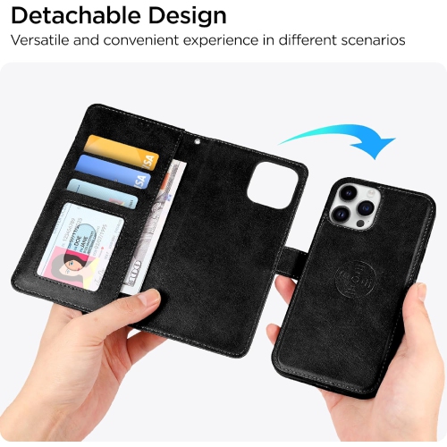 Detachable iPhone 14 Pro Wallet Case for Men Women - Premium Durable PU Leather iPhone 14 Pro Case with Card