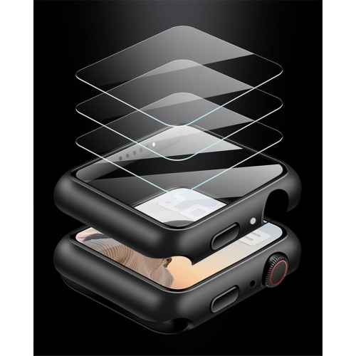 Screen Protector Compatible for Apple Watch Case 45mm 41mm Hard PC Case with HD Tempered Glass Screen Protector