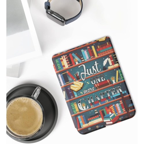Étui compatible avec l'étui Clara 2E/Tolino Shine 4 de Kobo - couvercle de liseuse - Bibliothèque multicolore