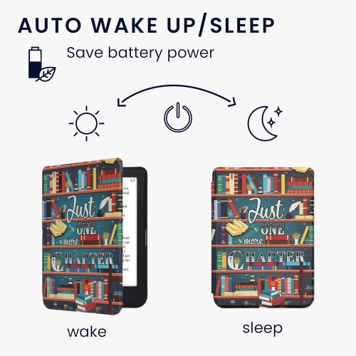 Étui compatible avec l'étui Clara 2E/Tolino Shine 4 de Kobo - couvercle de liseuse - Bibliothèque multicolore