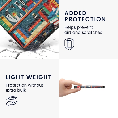 Étui compatible avec l'étui Clara 2E/Tolino Shine 4 de Kobo - couvercle de liseuse - Bibliothèque multicolore