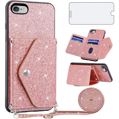 Étui pour téléphone 6Plus 6sPlus 6/6s plus de iPhone avec protecteur d'écran en verre trempé et sac à bandoulière