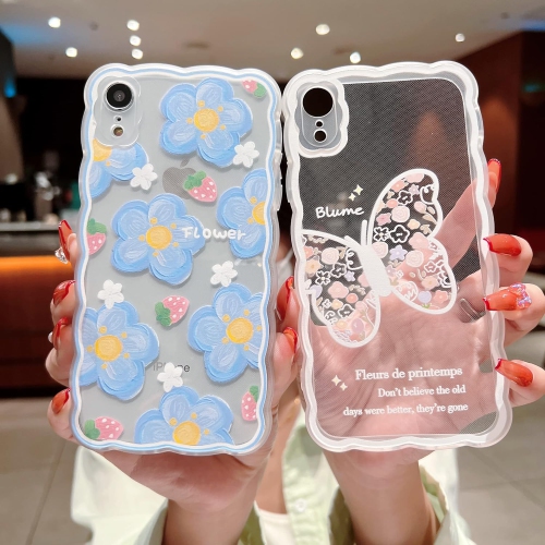 Compatible with iPhone XR Case Cute Cartoon Floral Butterfly Design for Women Girls Aesthetic Kawaii Slim Soft