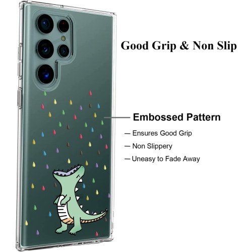 Case Compatible with Galaxy S22 Ultra Case Clear with Design Soft TPU Shock Absorption Slim Embossed Pattern