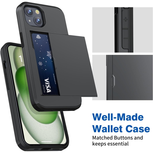 Étui portefeuille pour téléphone 15 porte-carte de crédit pour cartes d’identité 2 cartes d’identité licence antichoc robuste double couche