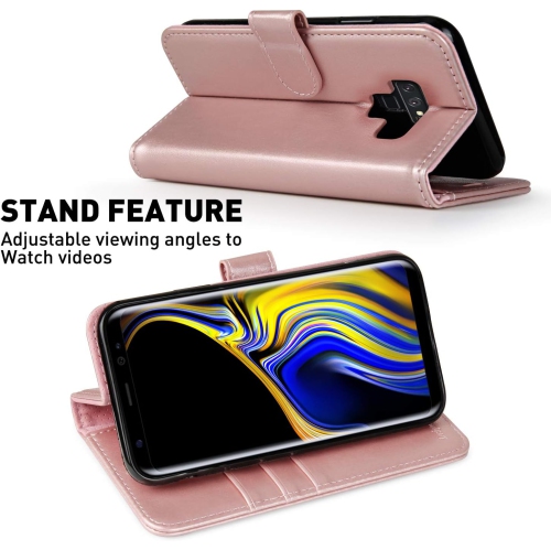 Étui portefeuille pour Galaxy Note 9, 6,4 po, OO[Protecteur d'écran inclus] Étui folio à rabat en cuir pour téléphone cellulaire