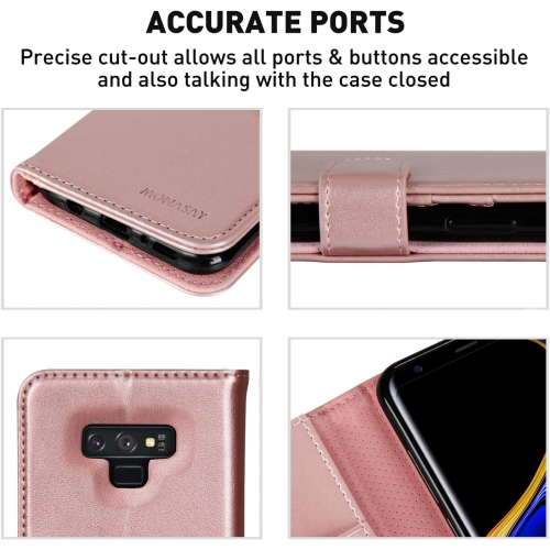 Étui portefeuille pour Galaxy Note 9, 6,4 po, OO[Protecteur d'écran inclus] Étui folio à rabat en cuir pour téléphone cellulaire