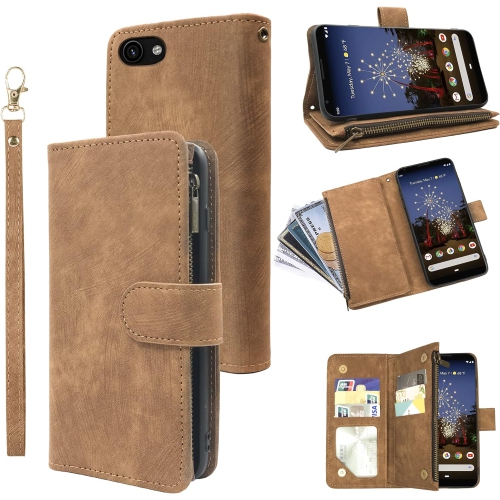 Compatible avec l'étui portefeuille pour Pixel 3a de Google et le porte-carte de crédit à rabat en cuir Vintage de qualité supérieure
