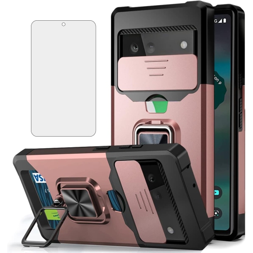 Conçu pour l'étui pour téléphone Pixel 6a de Google avec support pour carte d'écran/béquille robuste antichoc