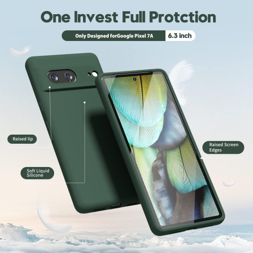 Designed for Google Pixel 7A Case Silicone Grip, Soft Rubber Gel Phone Case for Women Girl Cute, Thin Slim