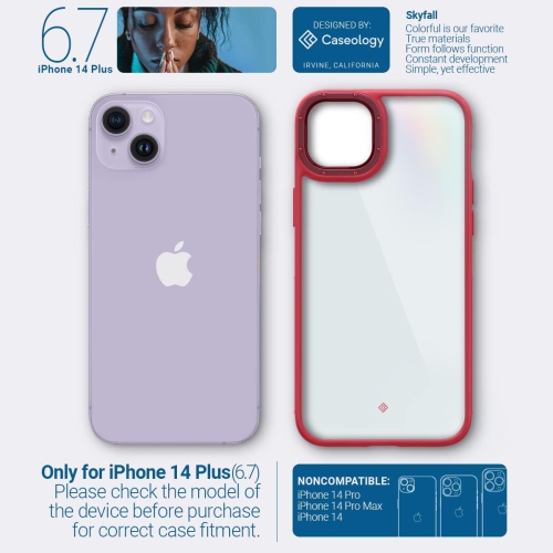 Skyfall Clear Case Compatible with iPhone 14 Plus Case 5G - Apple Red