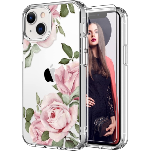 UNKNOWN  for Iphone 13 Case With Screen Protector, Slim Fit Crystal Clear Cover With Fashionable Designs for Girls