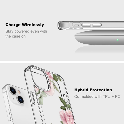 for iPhone 13 Case with Screen Protector,Slim Fit Crystal Clear Cover with Fashionable Designs for Girls