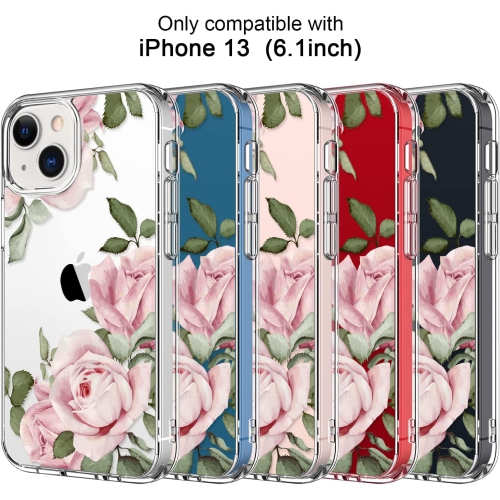 for iPhone 13 Case with Screen Protector,Slim Fit Crystal Clear Cover with Fashionable Designs for Girls