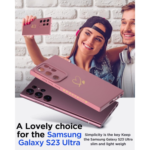 for Samsung Galaxy S23 Ultra Case, for Women Girl Silicone Android Girly Cute Slim Protective Heart Phone Case