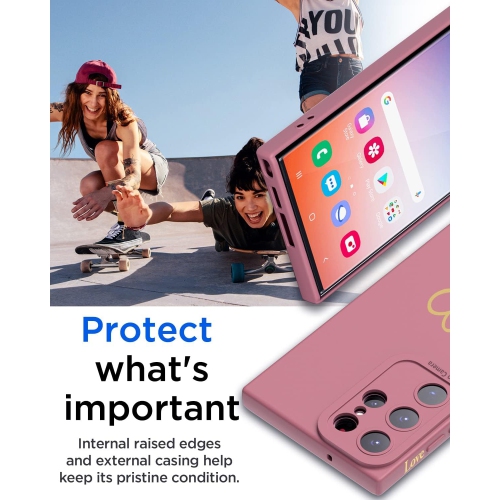 for Samsung Galaxy S23 Ultra Case, for Women Girl Silicone Android Girly Cute Slim Protective Heart Phone Case