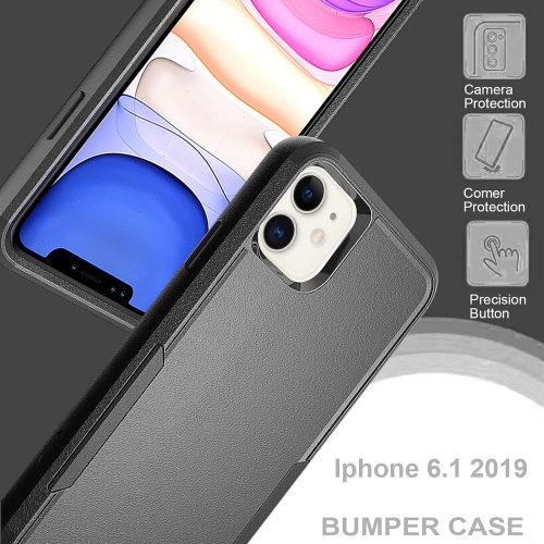 iPhone 11 Case, Soft TPU and Hard PC 3 in 1 Three-Proof Phone Case,Simple and Stylish Shockprooof Heavy Duty Armor