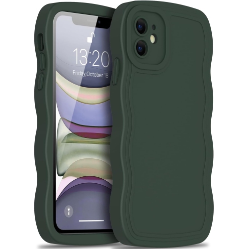 iPhone 11 Case with Enhanced Camera Protection,iPhone 11 Curly Wave Frame Design Soft Silicone Cover for Women