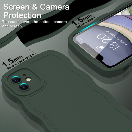 iPhone 11 Case with Enhanced Camera Protection,iPhone 11 Curly Wave Frame Design Soft Silicone Cover for Women
