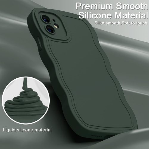 iPhone 11 Case with Enhanced Camera Protection,iPhone 11 Curly Wave Frame Design Soft Silicone Cover for Women