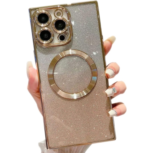 UNKNOWN  for Iphone 14 Pro Square Case Compatible With Magsafe, Full Protection Magnetic Glitter Case With Camera Lens