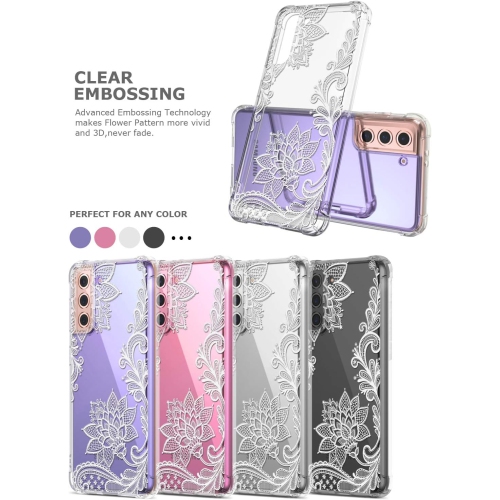 Floral Clear Case for Galaxy S21 for Women Girls,Pretty Phone Case for Samsung Galaxy S21,Flower Design Slim