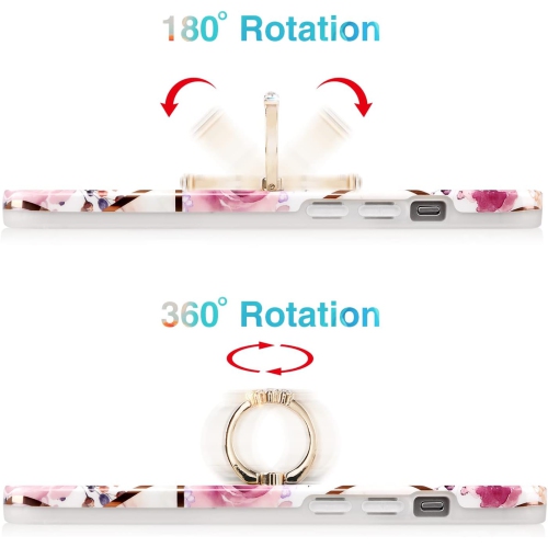 iPhone 13 Pro Case for Girls Women,iPhone 13 Pro Case with 360° Grip Ring Holder,Rose Gold Glitter Sparkle