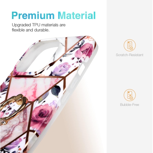 iPhone 13 Pro Case for Girls Women,iPhone 13 Pro Case with 360° Grip Ring Holder,Rose Gold Glitter Sparkle