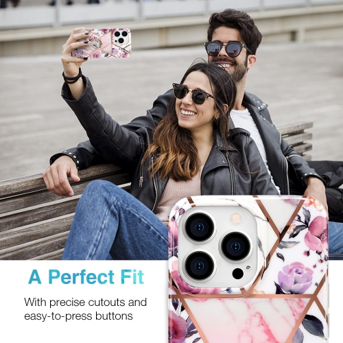 iPhone 13 Pro Case for Girls Women,iPhone 13 Pro Case with 360° Grip Ring Holder,Rose Gold Glitter Sparkle