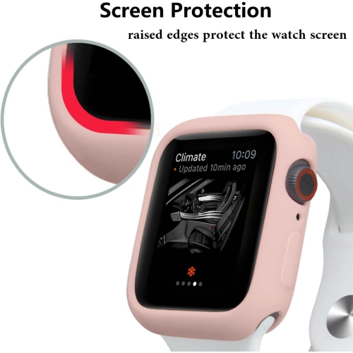 Ultra Thin Soft TPU Shockproof Bumper Protector for Apple Watch Case iWatch Series SE 6/5/4, Sand Pink 44mm