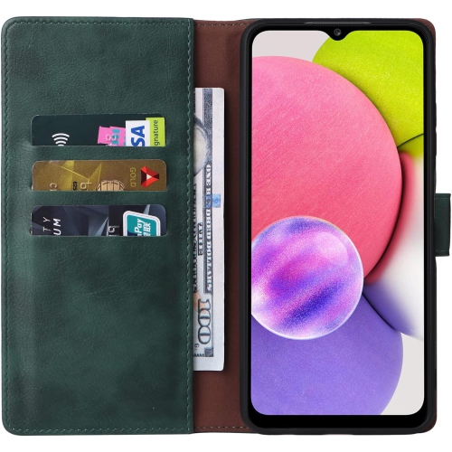 Pour étui portefeuille Galaxy A03s avec porte-carte anti-RFID, étui folio rabattable en cuir pu